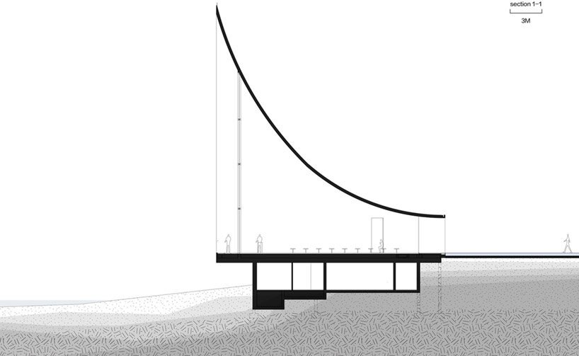 这座由 o -office 设计的教堂就像金亭湾上空漂浮的光柱一样出现