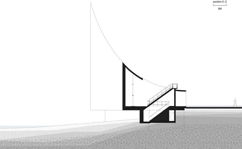 这座由 o -office 设计的教堂就像金亭湾上空漂浮的光柱一样出现