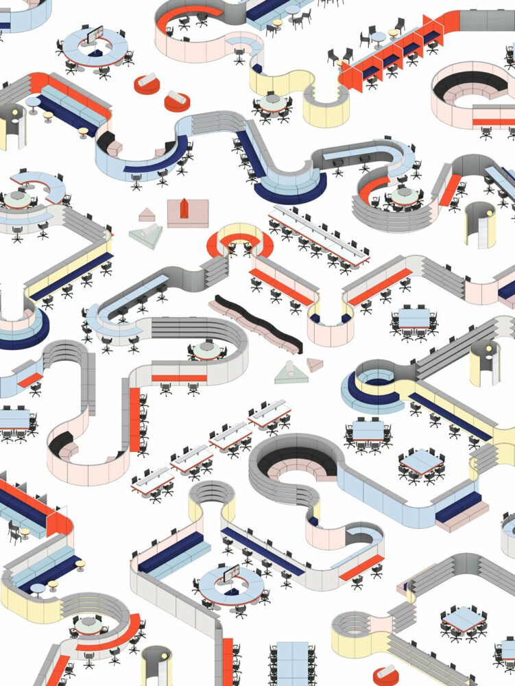 OMA 的 unifor 办公家具系列可以以无限的方式配置