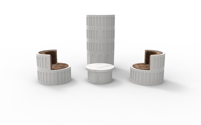 yongwook seong 将比萨斜塔解构为可堆叠的家具