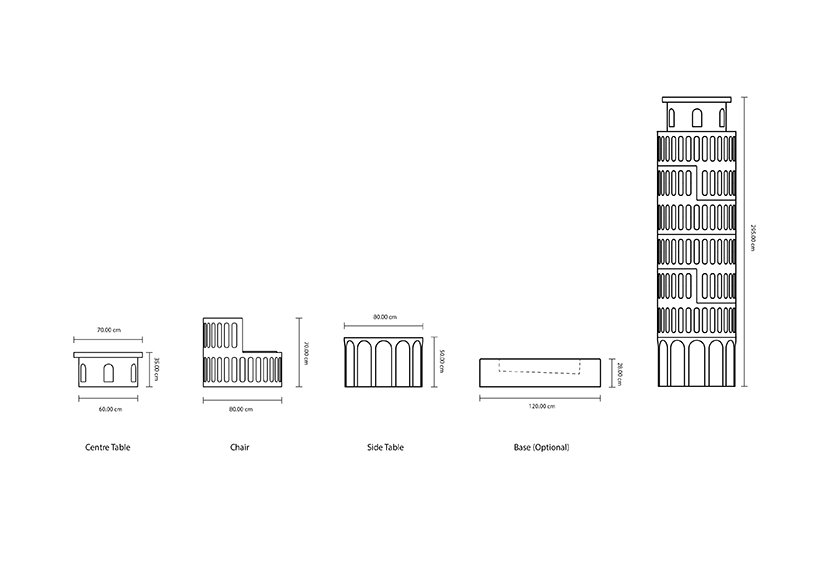 yongwook seong 将比萨斜塔解构为可堆叠的家具