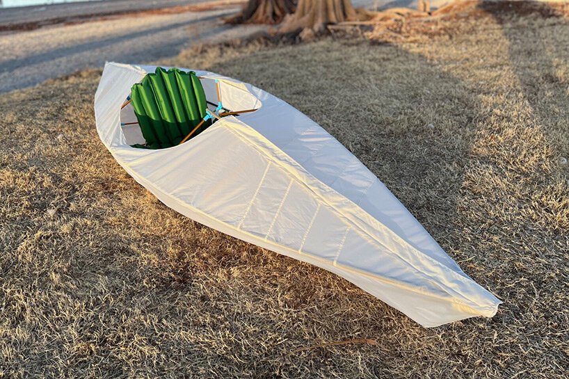 折叠式 pontos 皮划艇仅重 7 磅，可折叠成小帐篷大小