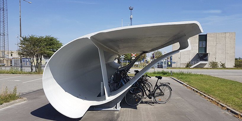 丹麦正在将废弃的风力涡轮机叶片重新利用为自行车停放处