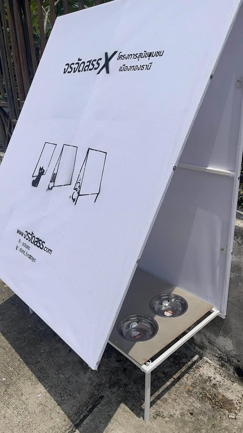 泰国的流浪狗在由广告牌改造而成的折叠结构中找到了庇护所