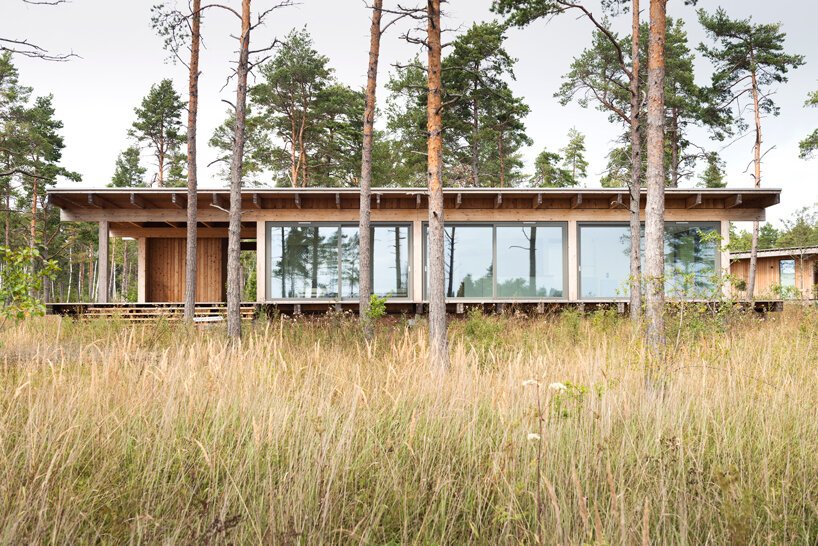 scott rasmusson källander builds five timber houses on a swedish island designboom