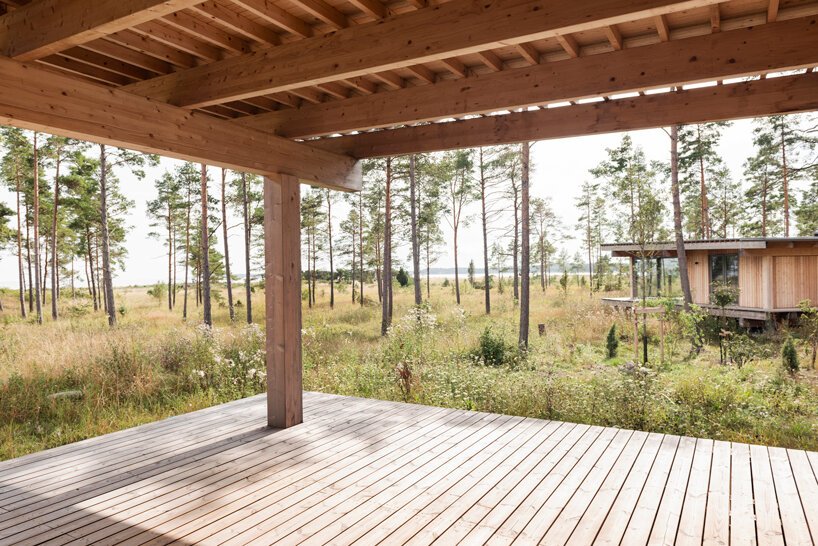 scott rasmusson källander builds five timber houses on a swedish island designboom