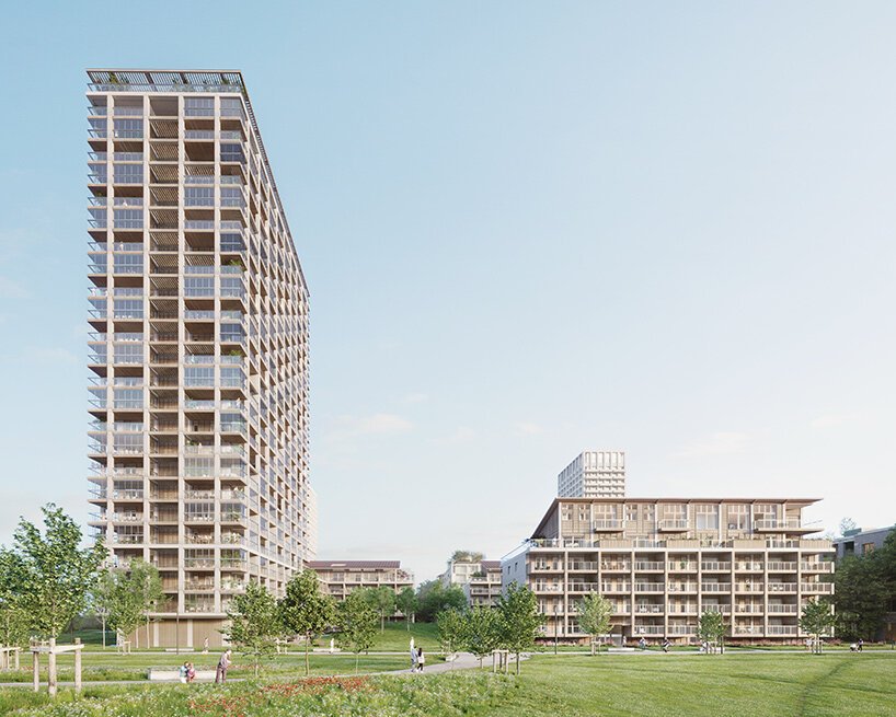 坂茂启动比利时第一座木制住宅塔 BAN 的施工 坂茂启动比利时第一座木制住宅塔 BAN 的施工