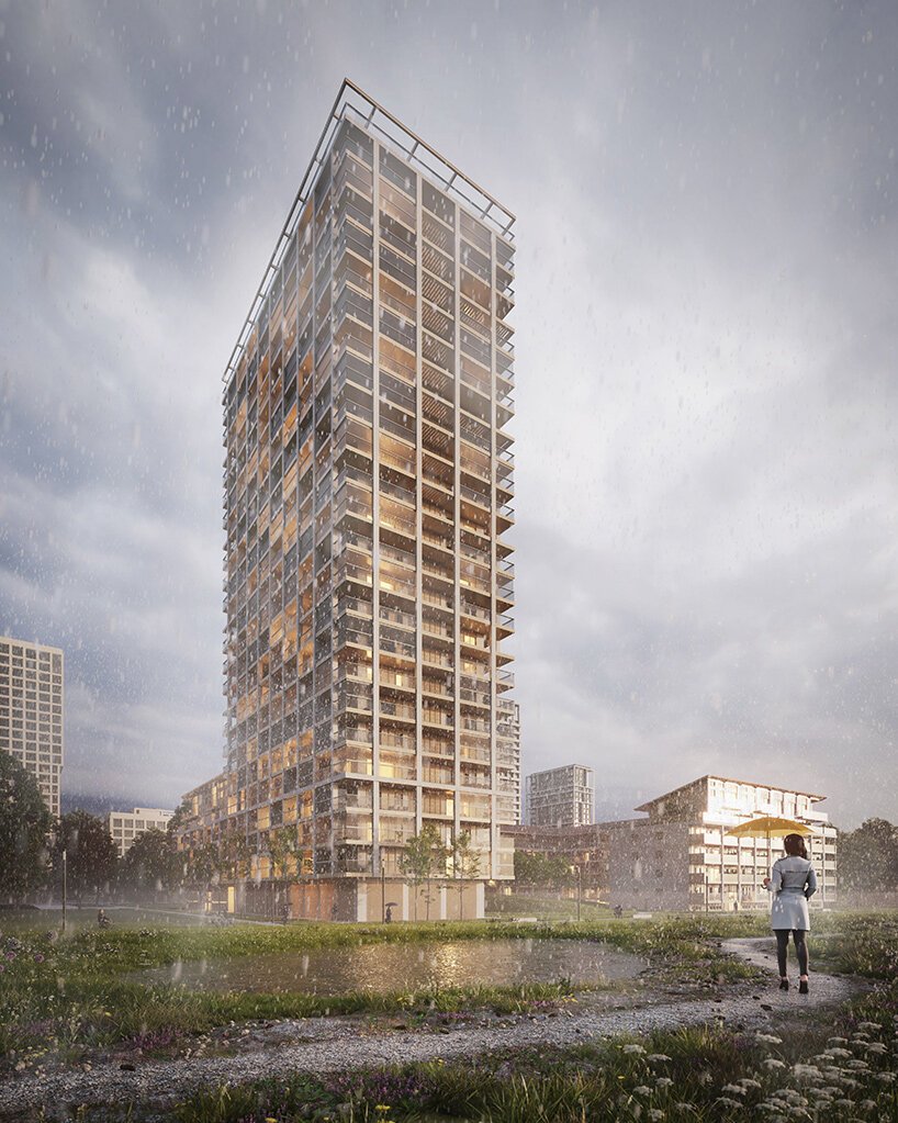 坂茂启动比利时第一座木制住宅塔 BAN 的施工 坂茂启动比利时第一座木制住宅塔 BAN 的施工