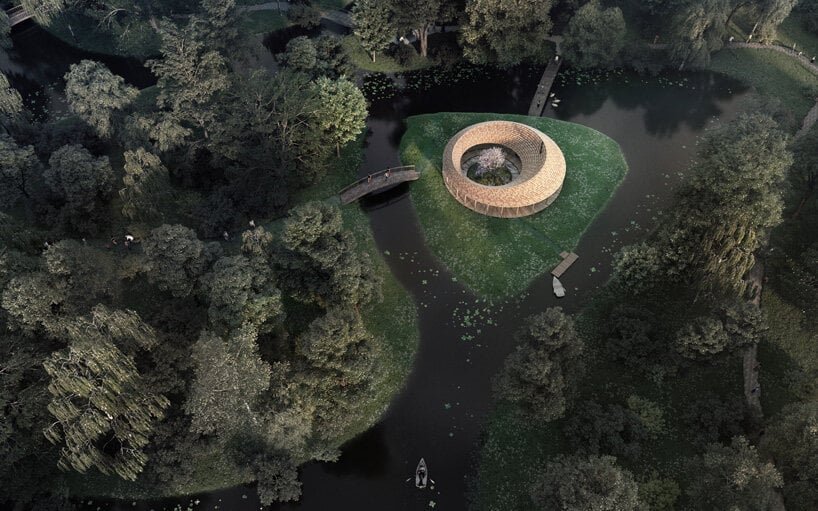 squareone 计划为丹麦的 sanderumgaard 花园设计带有开放式庭院的圆形凉亭