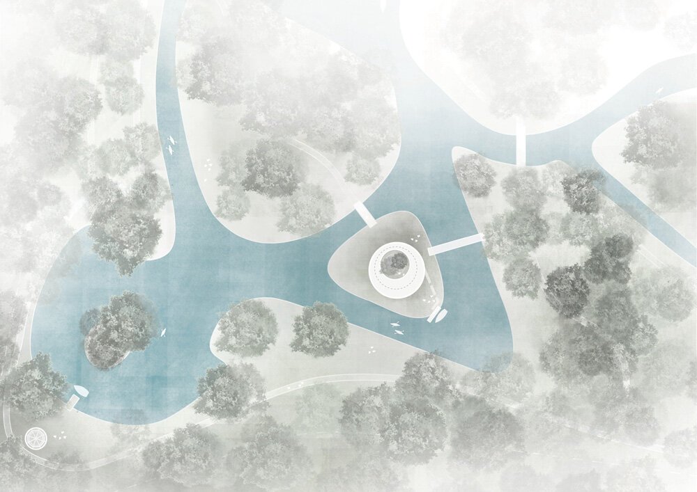 squareone 计划为丹麦的 sanderumgaard 花园设计带有开放式庭院的圆形凉亭