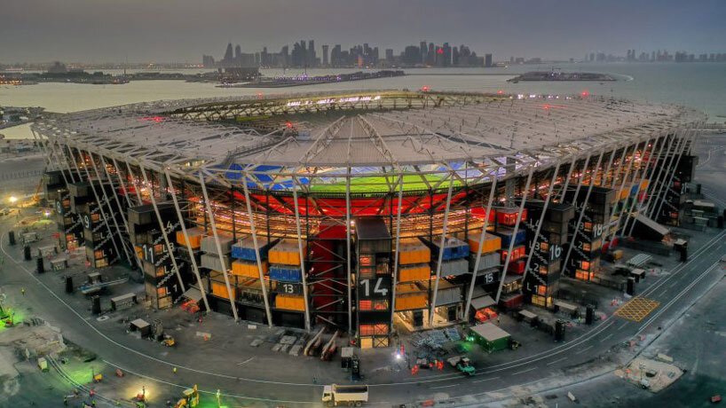 qatar stadium shipping containers