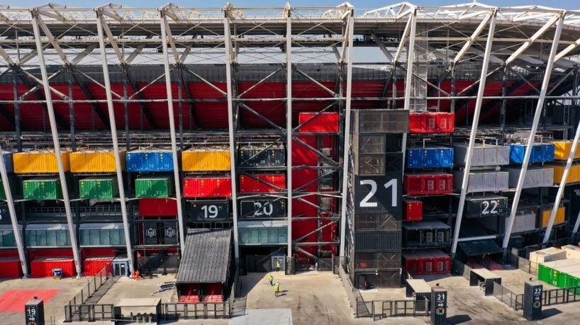 qatar stadium shipping containers