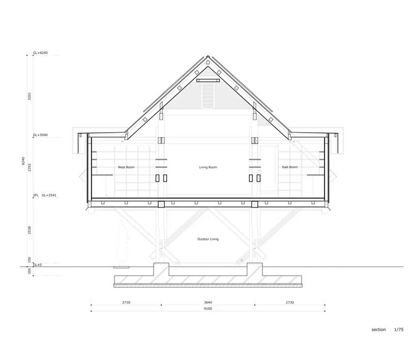 FT architects designs its japanese‘stilt house’with influence from indonesian farmhouses