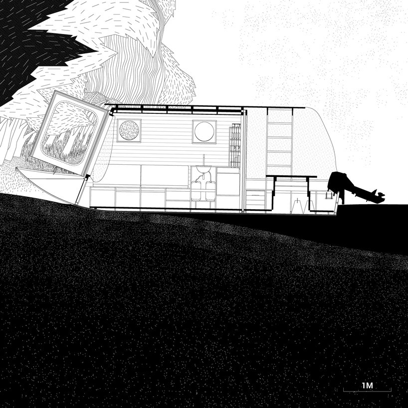 tamás bene 为匈牙利蒂萨湖设计了一艘紧凑型船屋