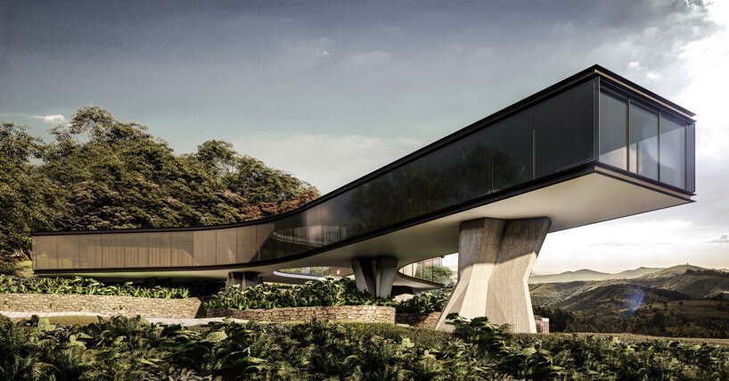 厚实的混凝土柱子支撑着巴西 tetro arquitetura xingu 住宅