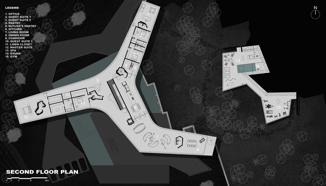 厚实的混凝土柱子支撑着巴西 tetro arquitetura xingu 住宅