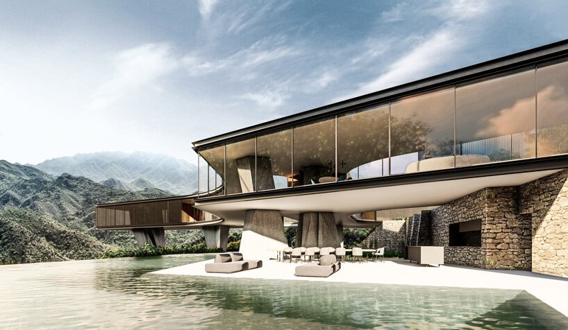 厚实的混凝土柱子支撑着巴西 tetro arquitetura xingu 住宅