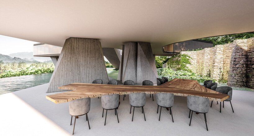 厚实的混凝土柱子支撑着巴西 tetro arquitetura xingu 住宅