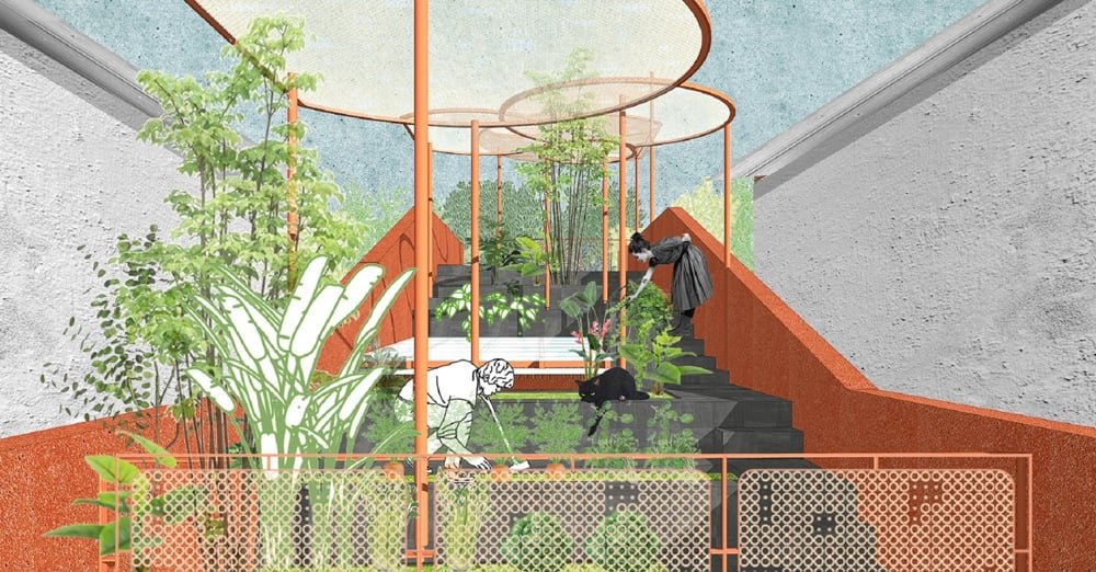 AD9 建筑师完成了带有穿孔立面 + 倾斜屋顶花园的越南房屋 AD9 建筑师完成了带有穿孔立面 + 倾斜屋顶花园的越南房屋