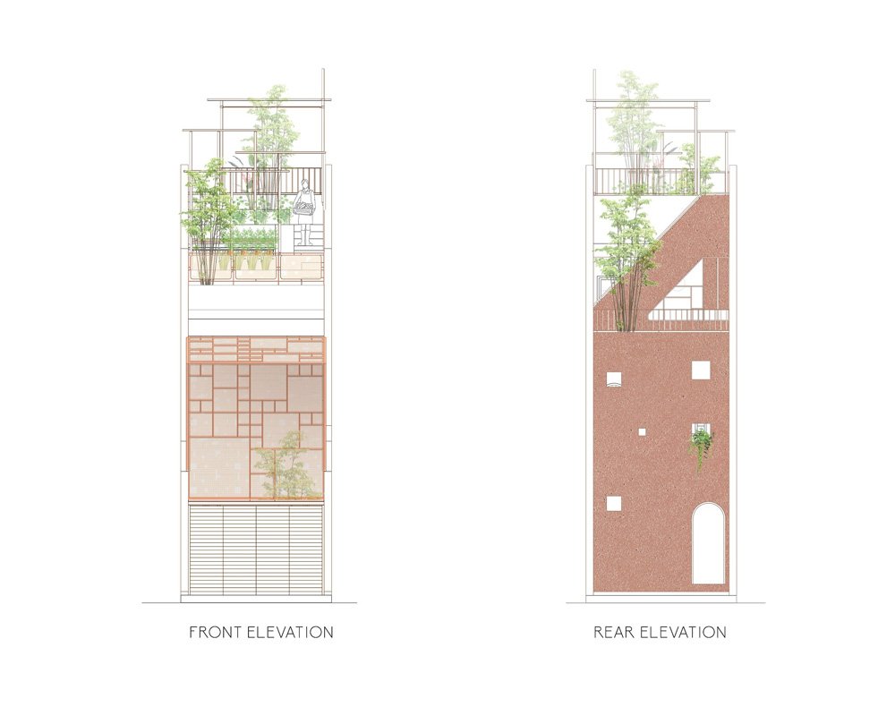 AD9 建筑师完成了带有穿孔立面 + 倾斜屋顶花园的越南房屋 AD9 建筑师完成了带有穿孔立面 + 倾斜屋顶花园的越南房屋