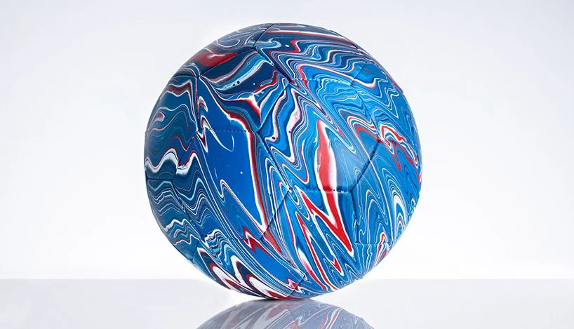 craig black turns national football kits into colorful marbled balls designboom