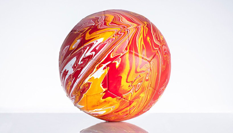 craig black turns national football kits into colorful marbled balls designboom
