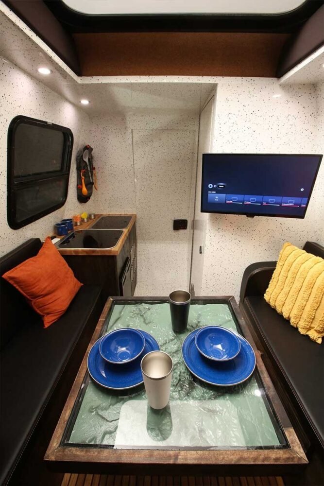 a fuel tank filler that completely separated from the camper ensures fuel fumes remain isolated