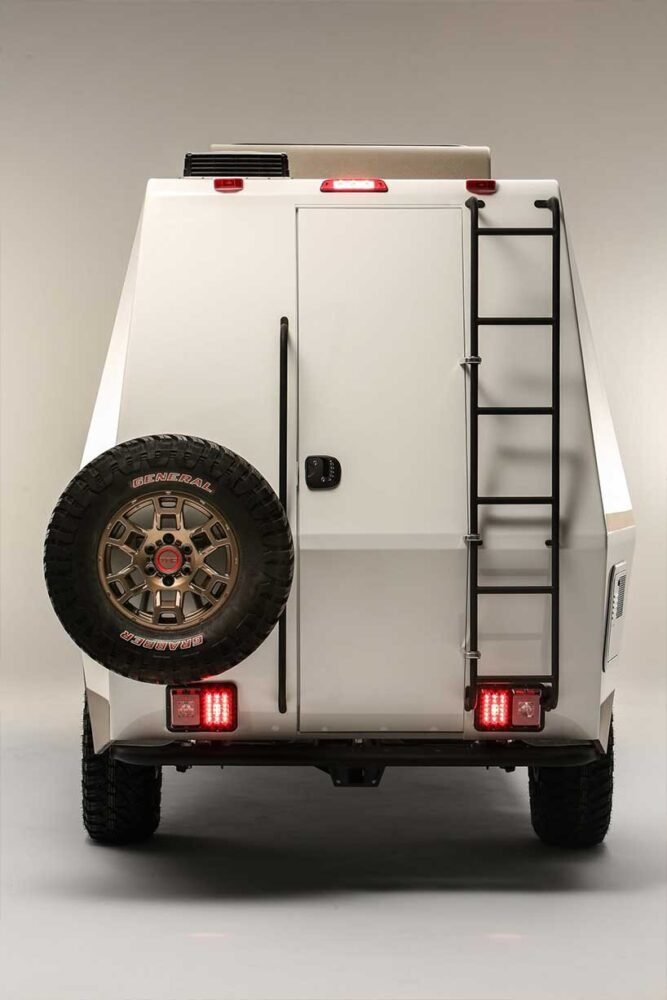 a fuel tank filler that completely separated from the camper ensures fuel fumes remain isolated
