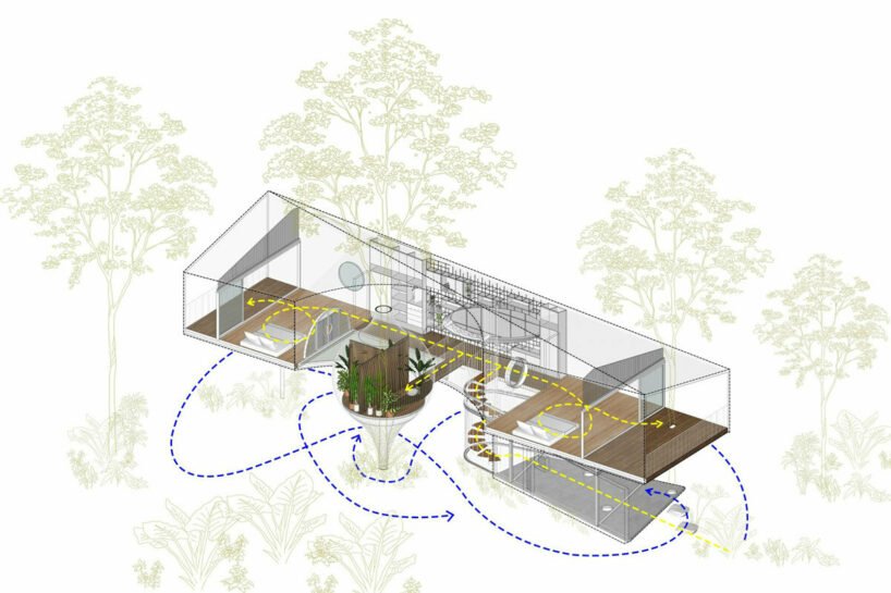 树木生长在越南的这座湖边住宅中，由 H2 建筑师设计