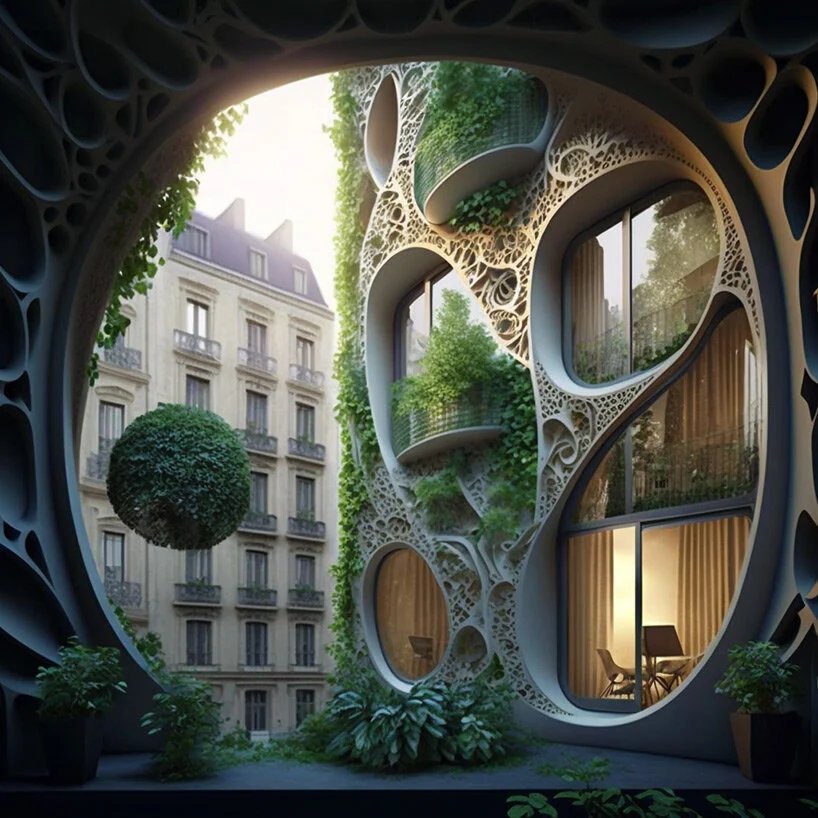 文森特·卡利宝 (vincent callebaut) 利用人工智能将“豪斯曼式”巴黎建筑重新构想为绿色、透气的建筑