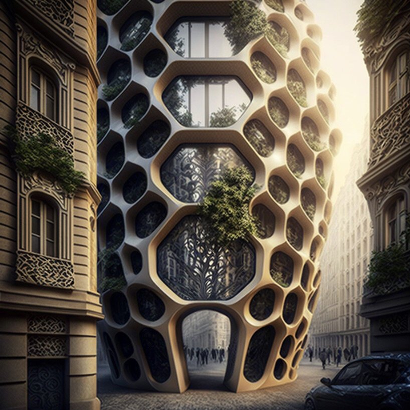 文森特·卡利宝 (vincent callebaut) 利用人工智能将“豪斯曼式”巴黎建筑重新构想为绿色、透气的建筑