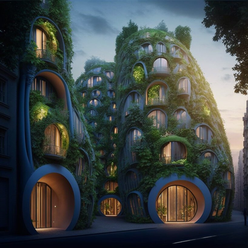 文森特·卡利宝 (vincent callebaut) 利用人工智能将“豪斯曼式”巴黎建筑重新构想为绿色、透气的建筑