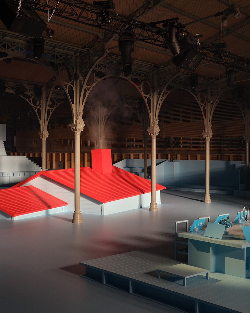 virgil abloh 的最后一场路易威登秀在奇妙的天蓝色“梦想屋”内举行