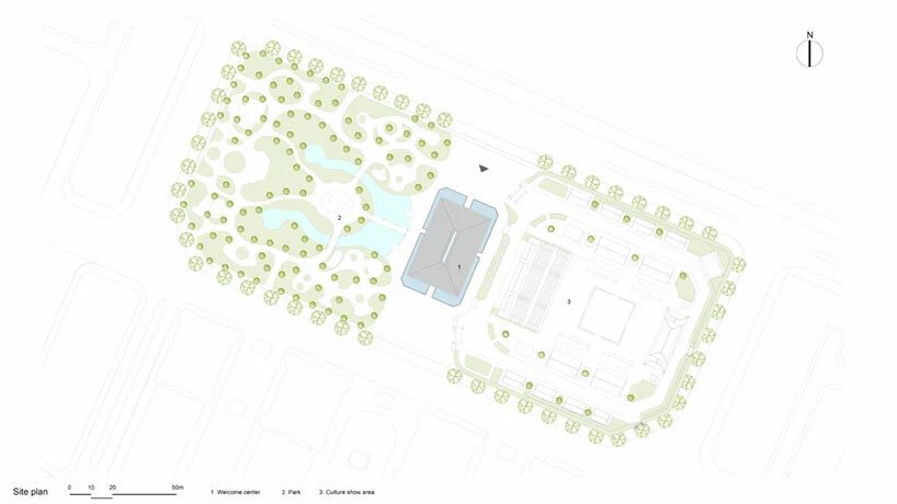 观看 VTN 错综复杂的竹制迎宾中心以其雕塑般的拱顶过滤阳光