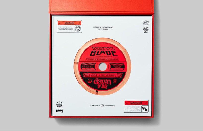 the Weeknd 与 MSCHF 合作制作了压在实际锯片上的限量乙烯基