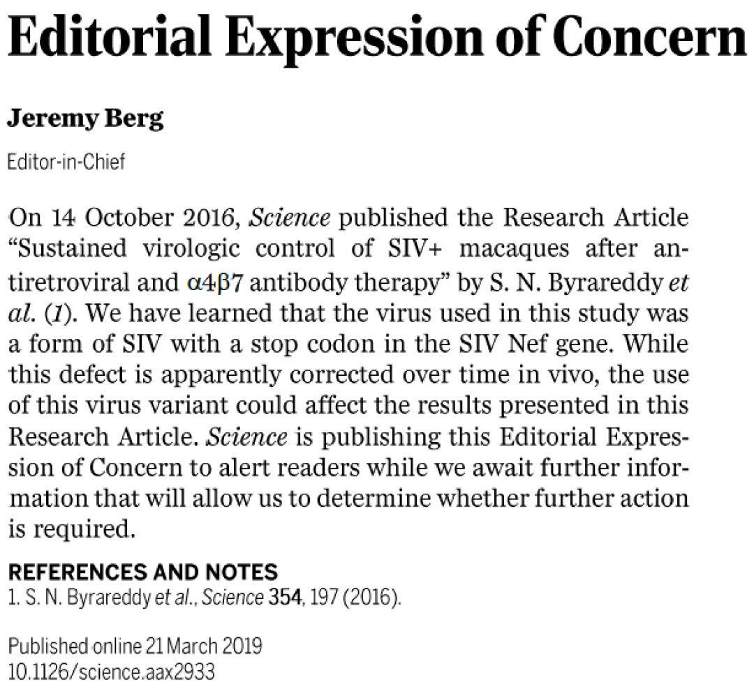 故意隐瞒？Science 连发三文，表示无法重复之前声称已在恒河猴中治愈 HIV 的文章！