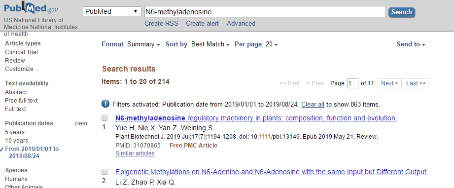 2019 年国自然两个热点研究方向（m6A、lncRNA）