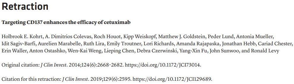 ​The Journal of Clinical Investigation 两篇文章被撤稿，一作英年早逝