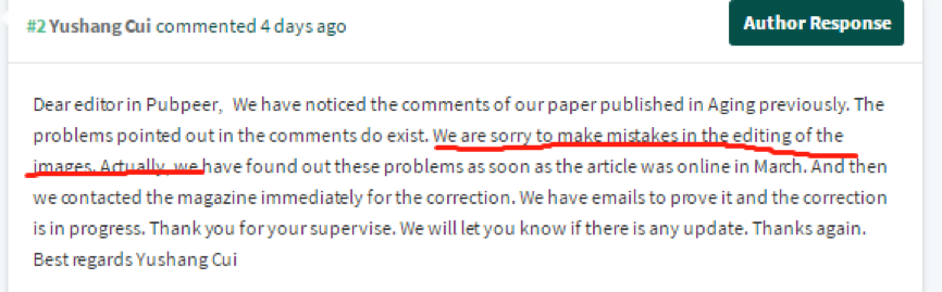 Aging 已被篇学术打假人 ” 重点关注 ” 多篇中国学者论文被指存在问题