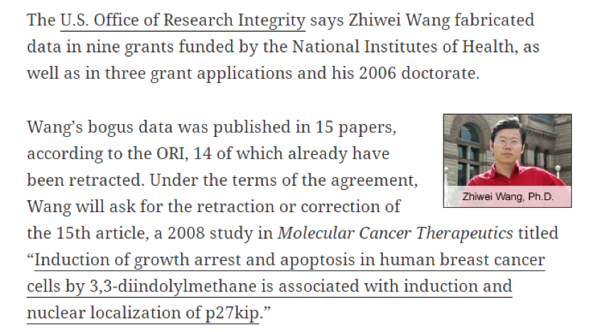 华人肿瘤学家王志伟涉嫌近图片造假 被禁 10 年不得接受美国政府资助