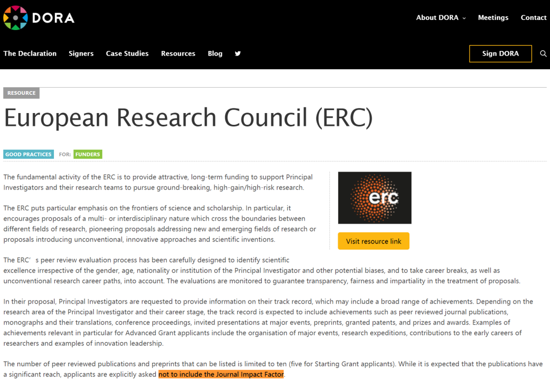 欧洲研究委员会首次明确禁止申请人在列举学术发表记录时提及期刊影响因子 欧洲研究委员会首次明确禁止申请人在列举学术发表记录时提及期刊影响因子