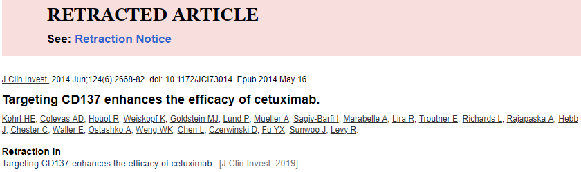 ​The Journal of Clinical Investigation 两篇文章被撤稿，一作英年早逝