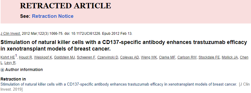 ​The Journal of Clinical Investigation 两篇文章被撤稿，一作英年早逝
