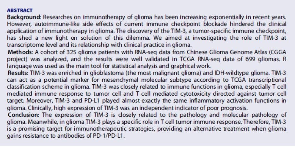 5.3 分的生信文章解读——一篇有关神经胶质瘤与 TIM- 3 基因的纯生信文章