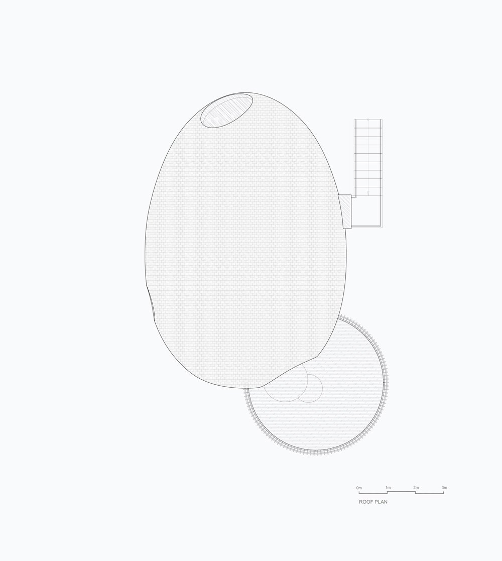 ZJJZ 在中国农村用镜面铝 + 松木瓦覆盖椭圆形宾馆