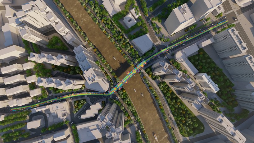 100architects 以明亮的色彩 + 环形的形状使上海人行天桥焕然一新