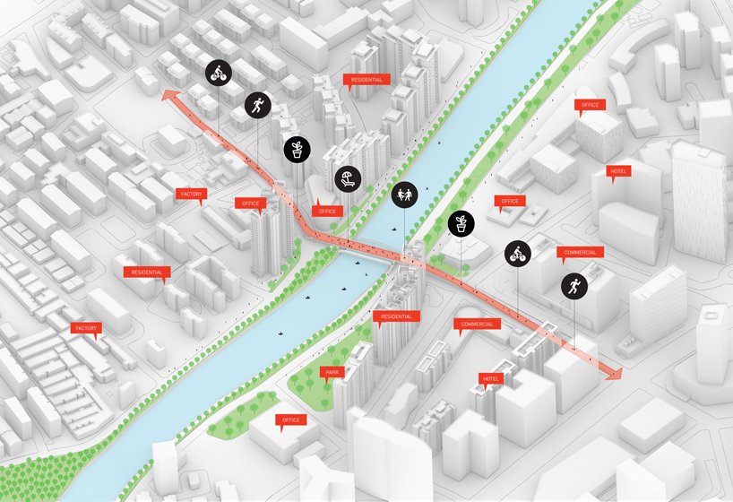 100architects 以明亮的色彩 + 环形的形状使上海人行天桥焕然一新