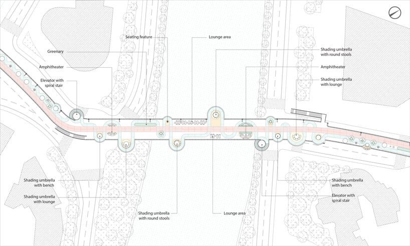 100architects 以明亮的色彩 + 环形的形状使上海人行天桥焕然一新