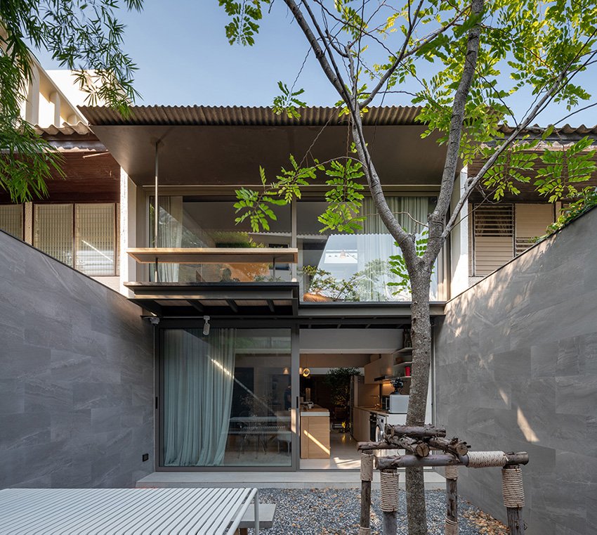 anonym studio 结合了线性和弯曲的几何形状，在曼谷创造了宁静的住宅