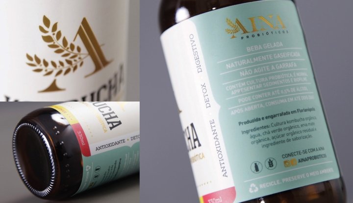 艾娜康普茶 (Aina Kombucha) 包装,由 Luiz Pegoraro 设计 艾娜康普茶 (Aina Kombucha) 包装,由 Luiz Pegoraro 设计